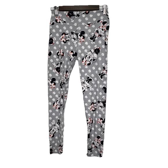 LulaRoe Disney Gray Minnie Mouse Leggings One Size Buttery Soft Cozy Core EUC - Picture 1 of 8